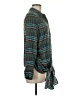 JOA 100% Polyester Plaid Green Teal Long Sleeve Blouse Size M - photo 4