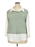 Cure Color Block Green 3/4 Sleeve Blouse Size 3X - photo 1