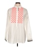 Vilagallo 100% Cotton Argyle Aztec Or Tribal Print Checkered-gingham Chevron-herringbone Color Block White Long Sleeve Blouse Size L (estimated) - photo 1