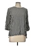 Assorted Brands 100% Rayon Checkered-gingham Black 3/4 Sleeve Blouse Size L (estimated) - photo 1