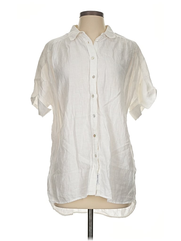 Pre-owned Jcrew Short Sleeve Blouse In White
