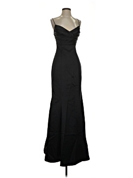slim fit dress slacks Davids Bridal Navy Chiffon V-Neck Full Length Formal Gown – Arabella Bridal main image 0