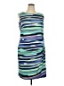 Avenue 100% Polyester Stripes Blue Cocktail Dress Size 18 - photo 1