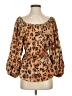 Mara Hoffman 100% Tencel Animal Print Brown 3/4 Sleeve Blouse Size 4 - photo 1