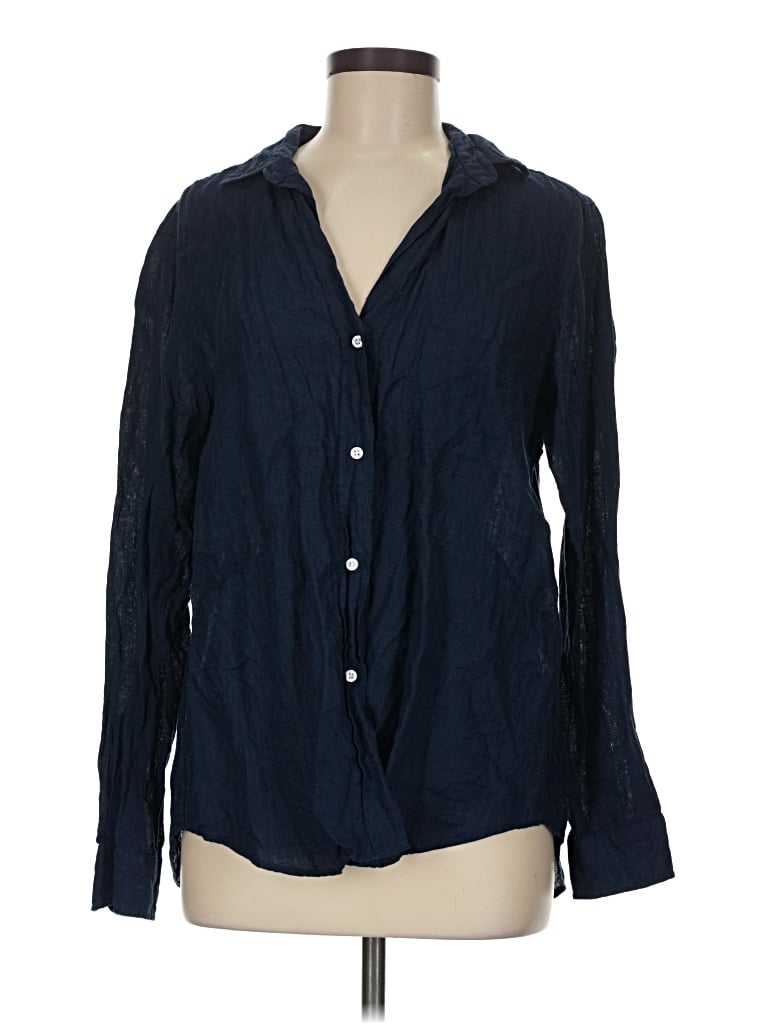Pre-owned Grayson Long Sleeve Blouse In Blue
