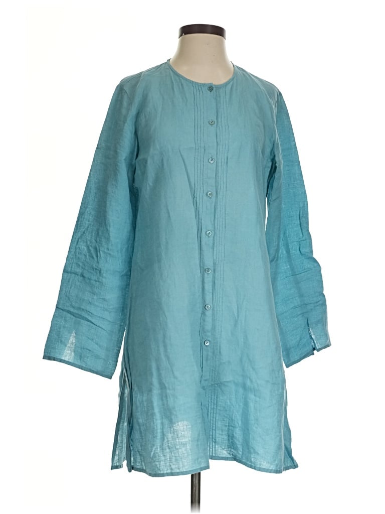 Pre-owned Eileen Fisher 3/4 Sleeve Blouse In Blue