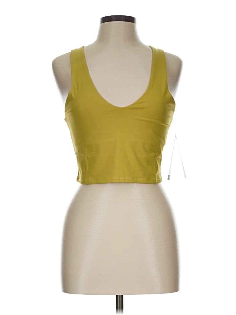 Pre-owned Lezat Sleeveless Top Yellow Halter Neckline Tops