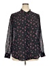 Faded Glory 100% Polyester Floral Black Long Sleeve Blouse Size 20 - photo 1