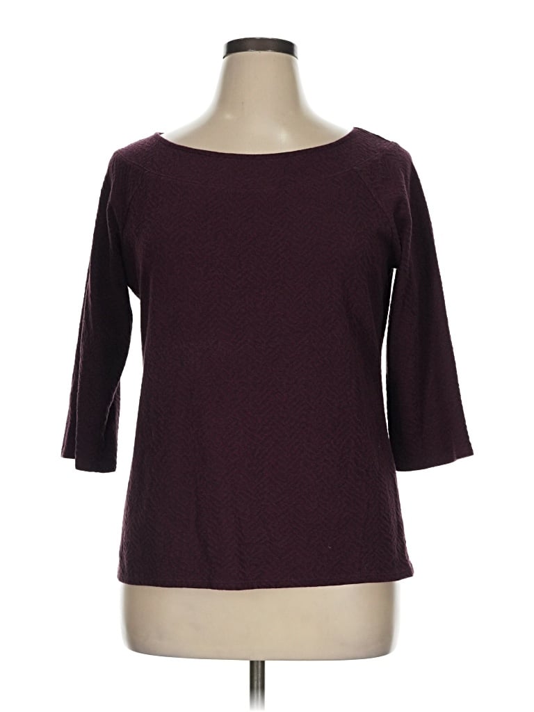 Pre-owned Ny & C 3/4 Sleeve T-shirt In Burgundy