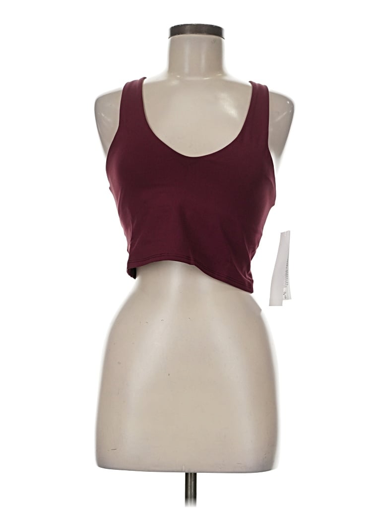 Pre-owned Lezat Sleeveless Top Burgundy Scoop Neck Tops