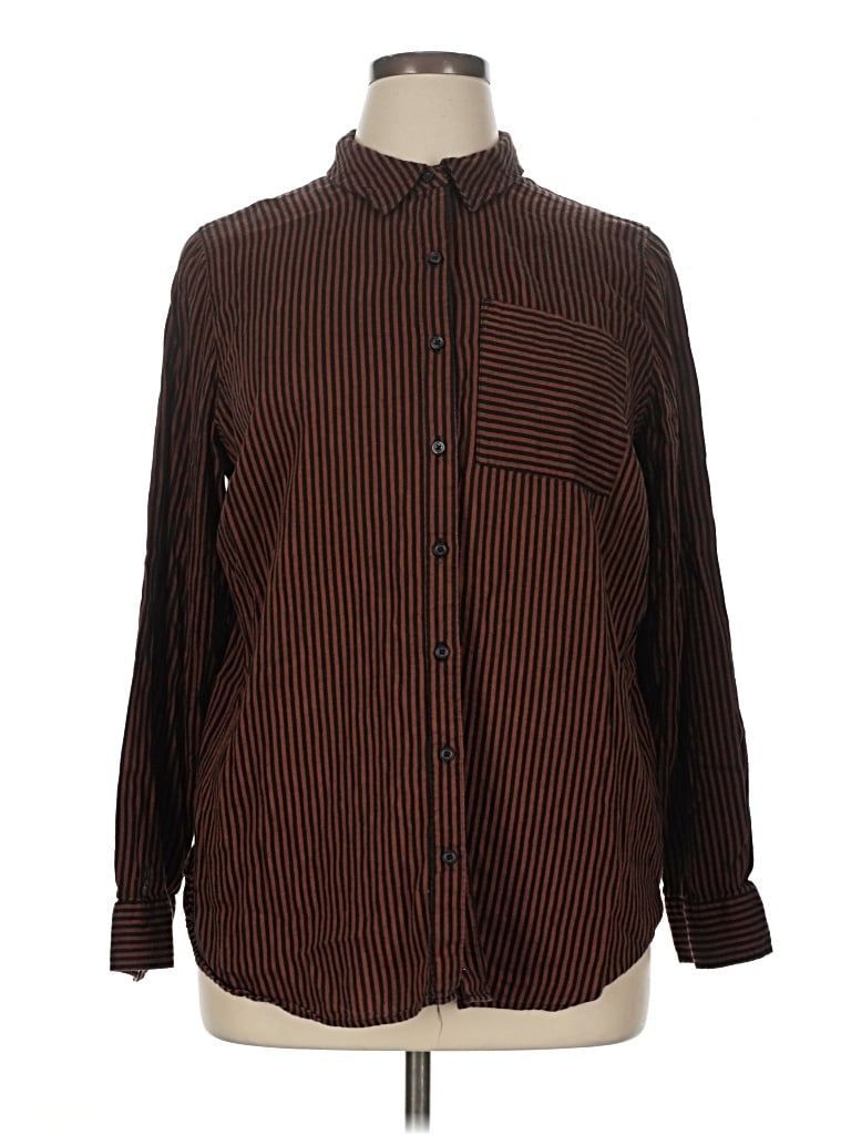 Pre-owned Evri Long Sleeve Button Down Shirt In Brown