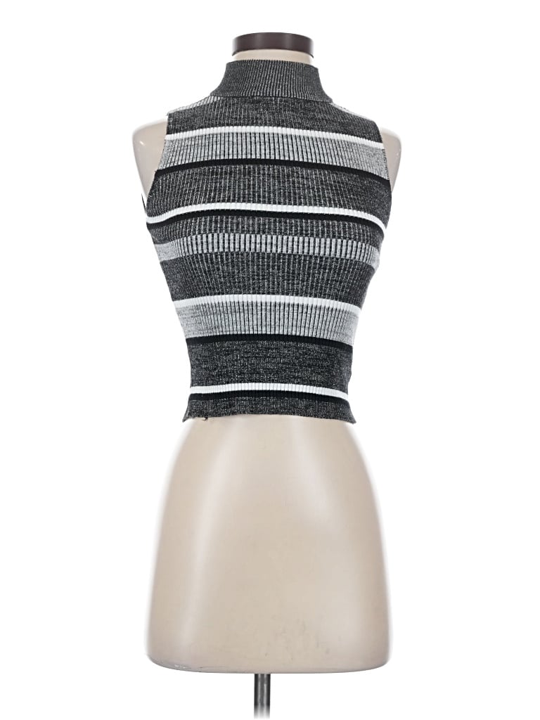 Pre-owned Blue Rain Sleeveless Top Gray Turtleneck Tops