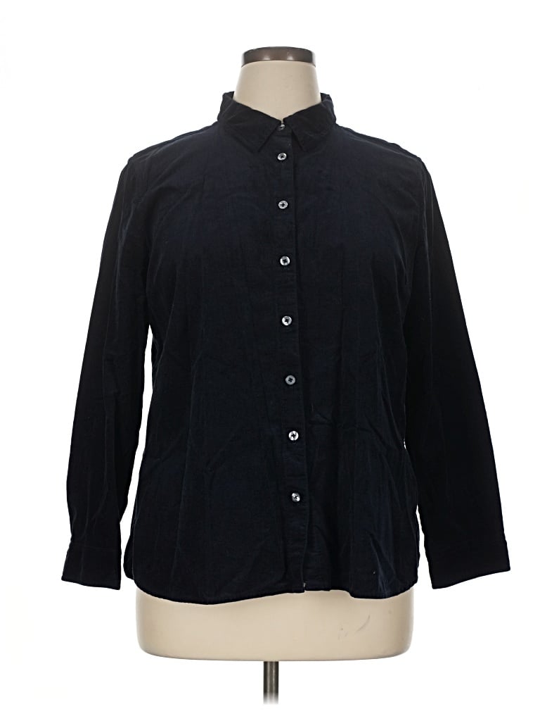 Pre-owned Talbots Outlet 3/4 Sleeve Button Down Shirt In Black