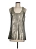 Ecru 100% Rayon Metallic Silver Sleeveless Blouse Size M - photo 1