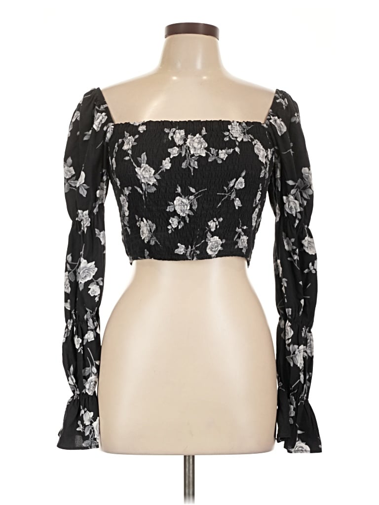 Pre-owned Motel 3/4 Sleeve Blouse In Black