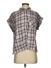 Sanctuary Plaid Gray Short Sleeve Blouse Size S - photo 1