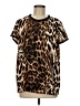 MNG Suit 100% Polyester Animal Print Brown Short Sleeve Top Size 8 - photo 1