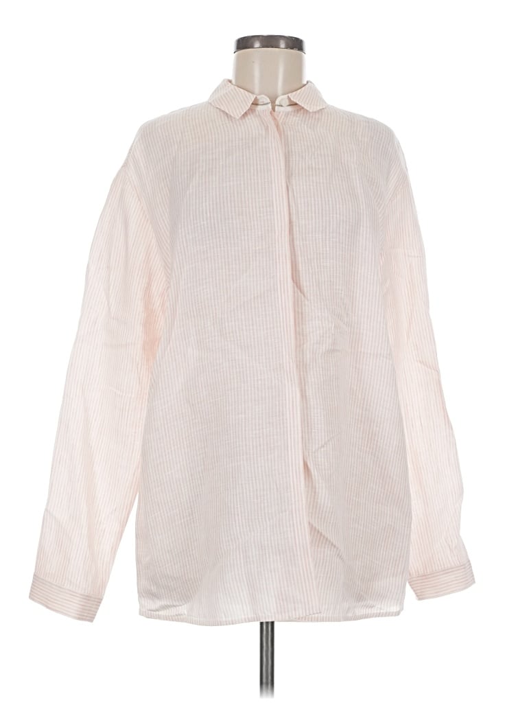 Pre-owned Lafayette 148 Long Sleeve Blouse In Ivory