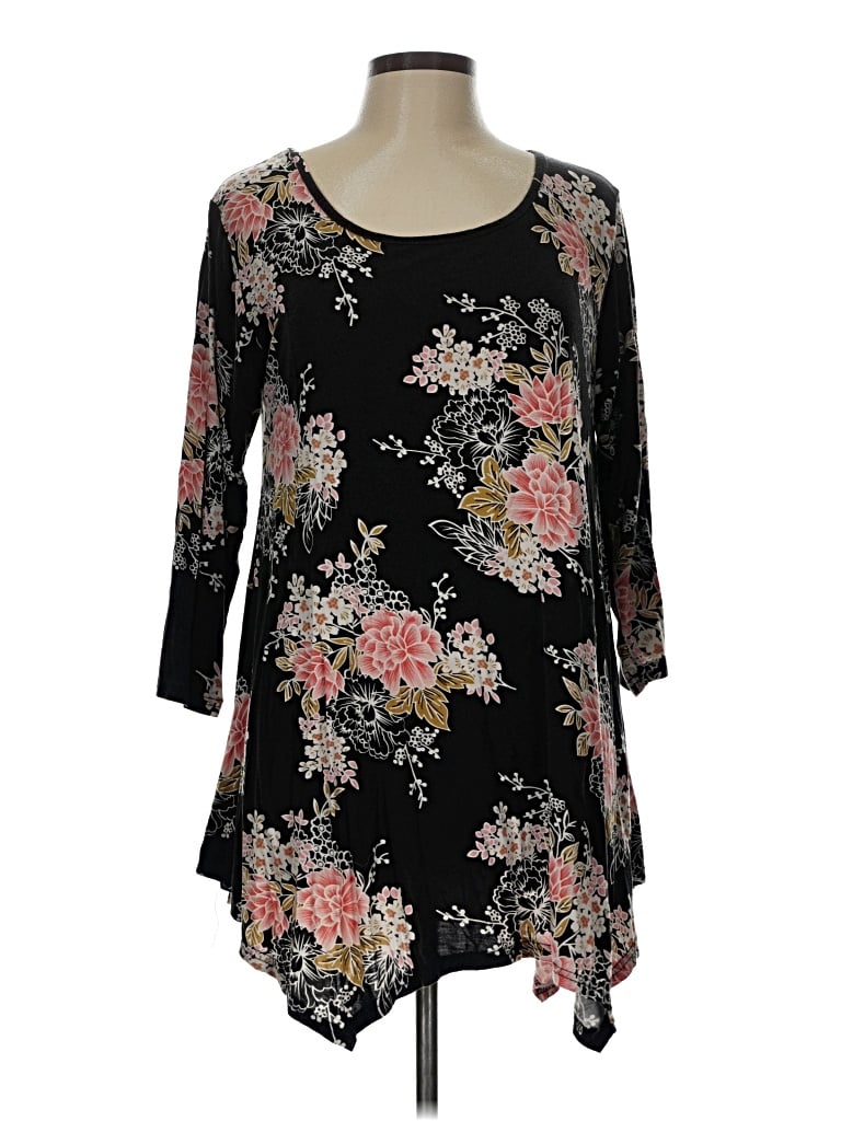 Pre-owned Larace 3/4 Sleeve Blouse In Black