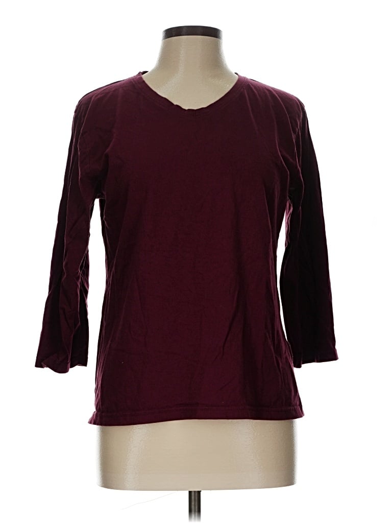 Pre-owned Primark 3/4 Sleeve T-shirt In Burgundy