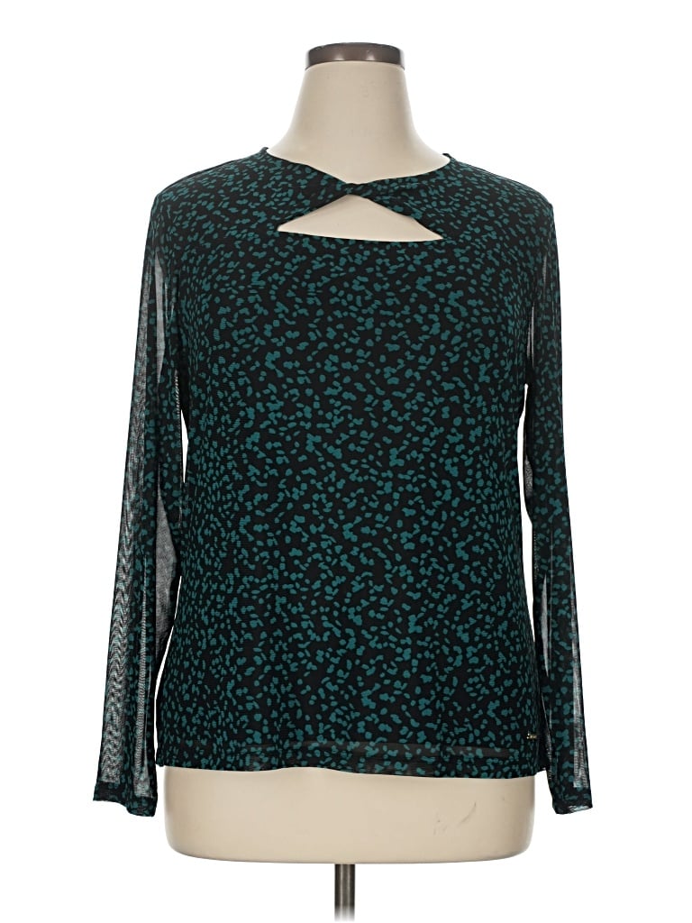 Pre-owned Nine West Long Sleeve Blouse In Teal