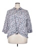 Kohl's 100% Cotton Floral Blue 3/4 Sleeve Button-Down Shirt Size 2X (estimated) - photo 1