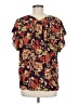 CAbi 100% Polyester Brown Short Sleeve Blouse Size M - photo 2