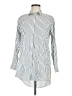 Zara Basic Stripes Silver Long Sleeve Button-Down Shirt Size M - photo 1