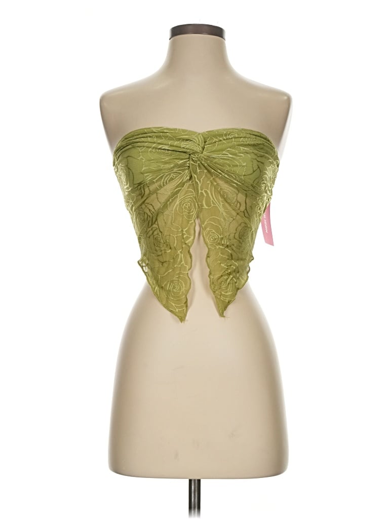 Shein Sleeveless Top Green Strapless Neckline Tops