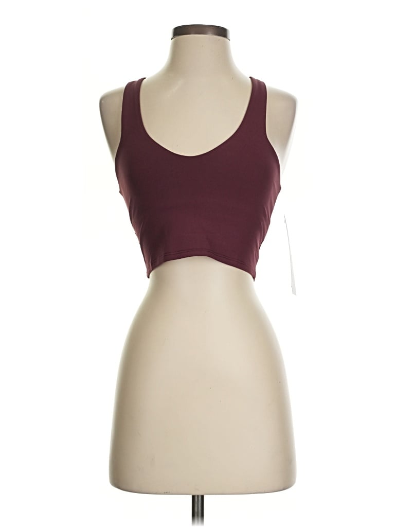 Pre-owned Lezat Sleeveless Top Burgundy Halter Neckline Tops
