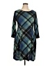 Connected Apparel Argyle Teal Casual Dress Size 14 - photo 1