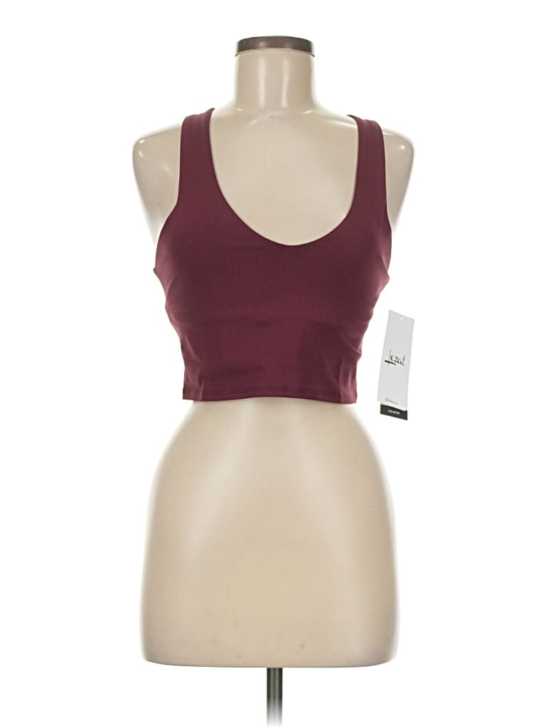 Pre-owned Lezat Sleeveless Top Burgundy Halter Neckline Tops