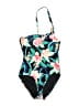 Robin K. Floral Black One Piece Swimsuit Size 8 - photo 1