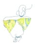 Black Bead Print Yellow Swimsuit Bottoms Size XS (estimated) - photo 1