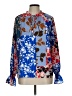 Unbranded Print Blue Long Sleeve Blouse Size L - photo 1