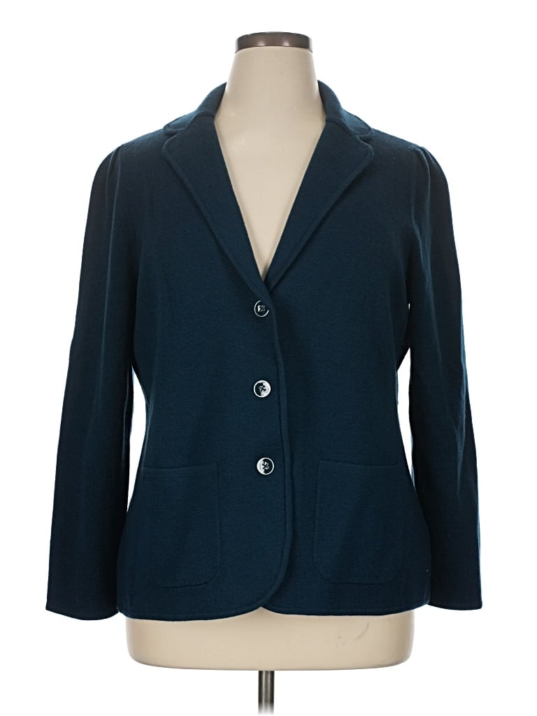 Pre-owned Talbots Wool Cardigan Sweater In Blue