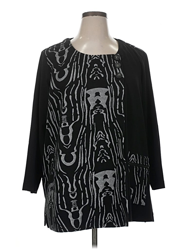 Pre-owned Ali Miles 3/4 Sleeve Top Black Boatneck Tops