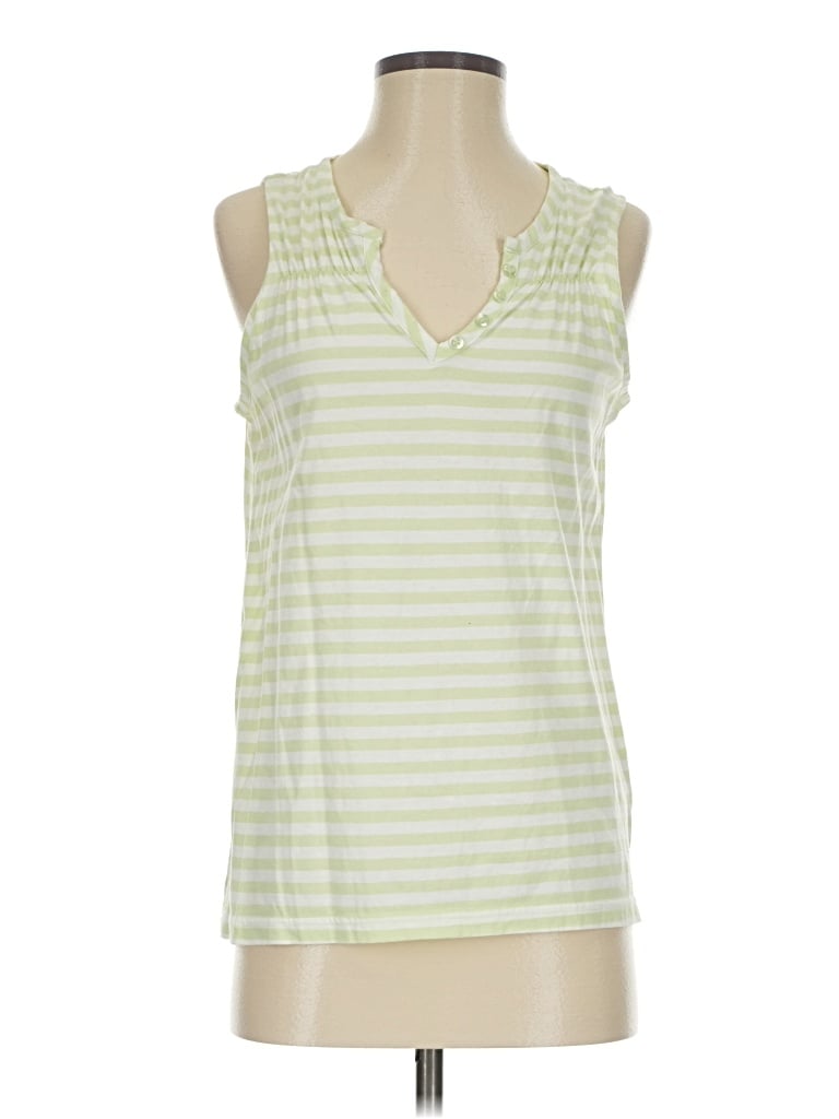 Pre-owned Basic Editions Sleeveless Blouse In Green