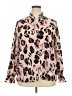 ELOQUII 100% Polyester Animal Print Brown Long Sleeve Blouse Size 20 - photo 1