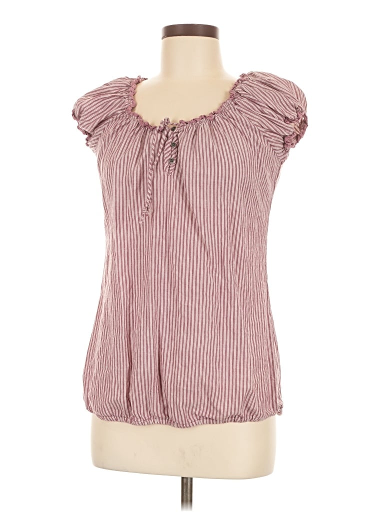 Pre-owned Ruff Hewn Short Sleeve Blouse In Burgundy