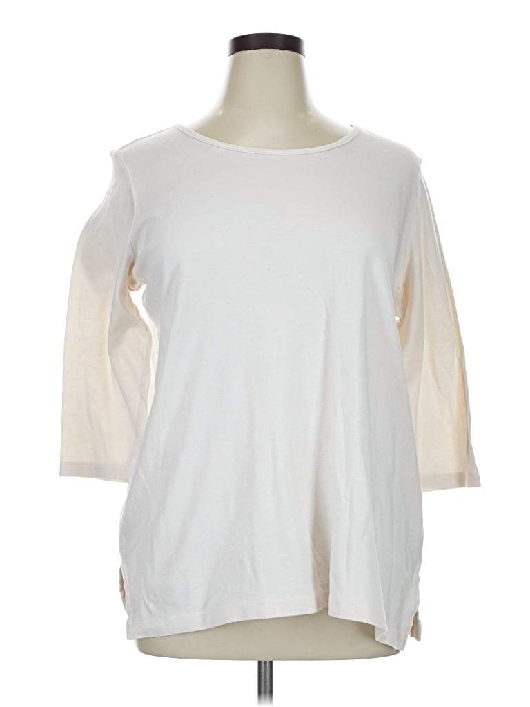 Pre-owned Coldwater Creek 3/4 Sleeve T-shirt In White