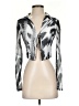 Princess Polly Metallic Silver Long Sleeve Blouse Size 4 - photo 1