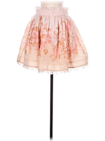 Zimmermann Postcard Floral Swirl Silk Linen Mini Pink Flip Skirt (view 2)