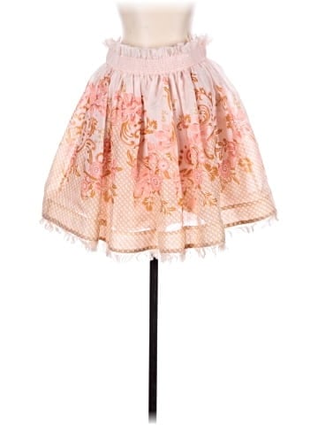 Zimmermann Postcard Floral Swirl Silk Linen Mini Pink Flip Skirt (view 1)