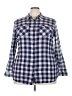 Cato 100% Rayon Plaid Blue Long Sleeve Button-Down Shirt Size 22 - photo 1