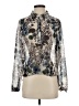 CAbi 100% Polyester Floral Blue Silver Long Sleeve Blouse Size S - photo 1