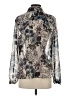 CAbi 100% Polyester Floral Blue Silver Long Sleeve Blouse Size S - photo 2