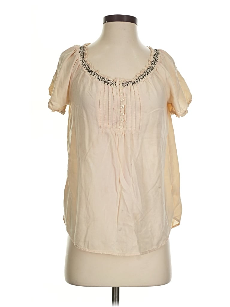 Pre-owned Faded Glory Short Sleeve Blouse In White