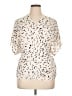 Chelsea28 100% Polyester Animal Print Ivory Short Sleeve Blouse Size XL - photo 1