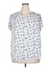 Monday Fun 100% Polyester Print Silver Short Sleeve Blouse Size 2X - photo 1